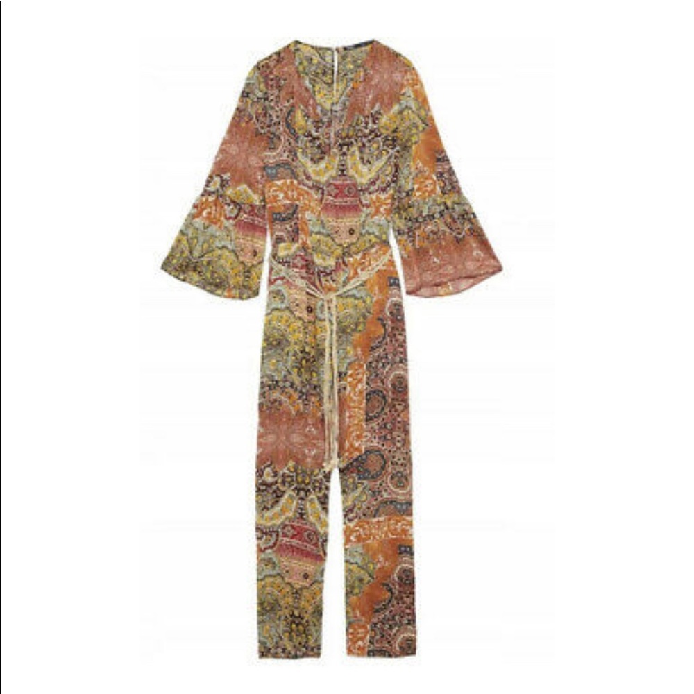ZARA women's paisley print jumpsuit size Small.
